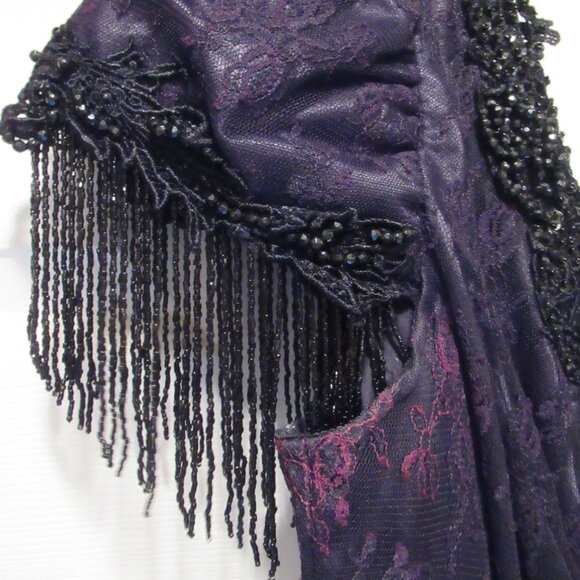 Lorrie Kabala Vintage 1980s Black Lace Bead & Sequin Encrusted Mermaid Gown 10 - Picture 16 of 17